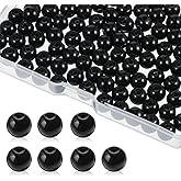 Yuomeaz 100Pcs Black Acrylic Beads for Jewelry Making, 8 mm Black Craft Beads with Holes, Pony Pearl Bead for Bracelets, Necklace