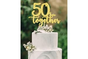 veegood 50 years together golden cake topper, happy 50th Anniversary Cake Toppers, 50th Wedding Anniversary Decorations, 50th Anniversary Party Supplies