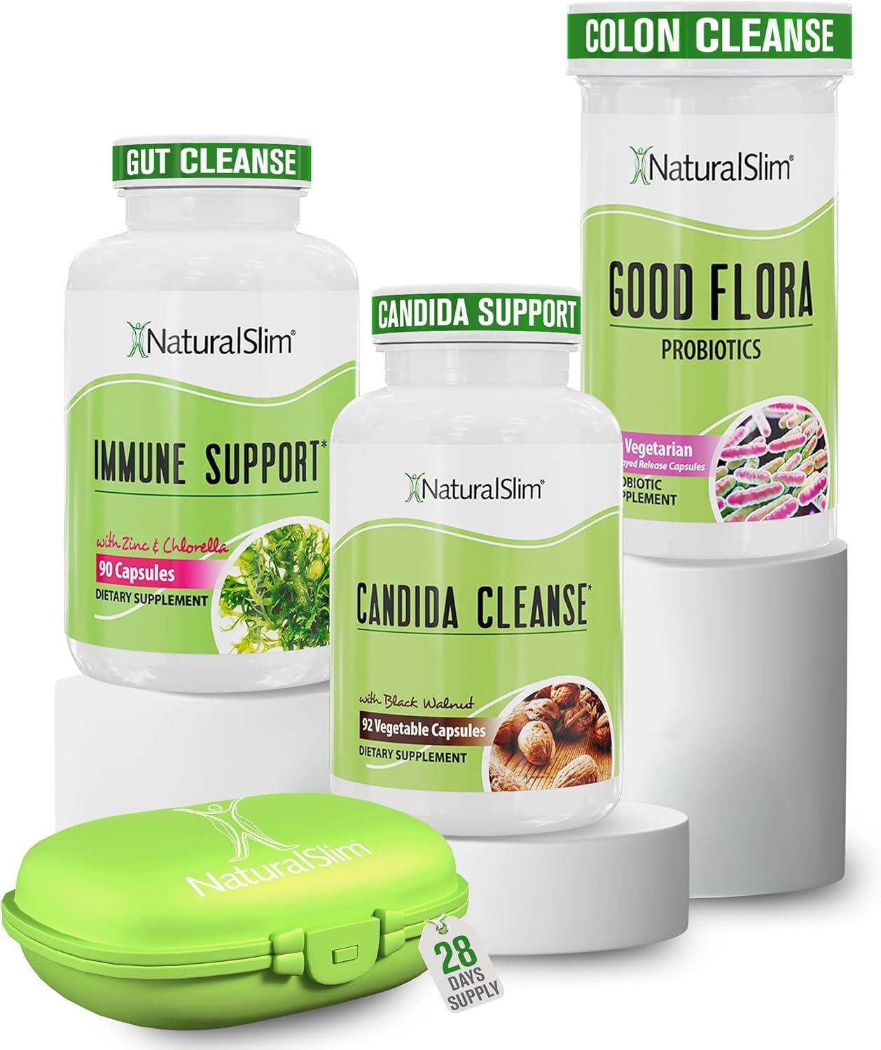 Paquete de suplementos de apoyo a la limpieza de Candida NaturalSlim – Kit candiséptico con cápsulas de apoyo nutricional y digestivo – Sistema de bienestar formulado por Frank Suárez (paquete de 2)