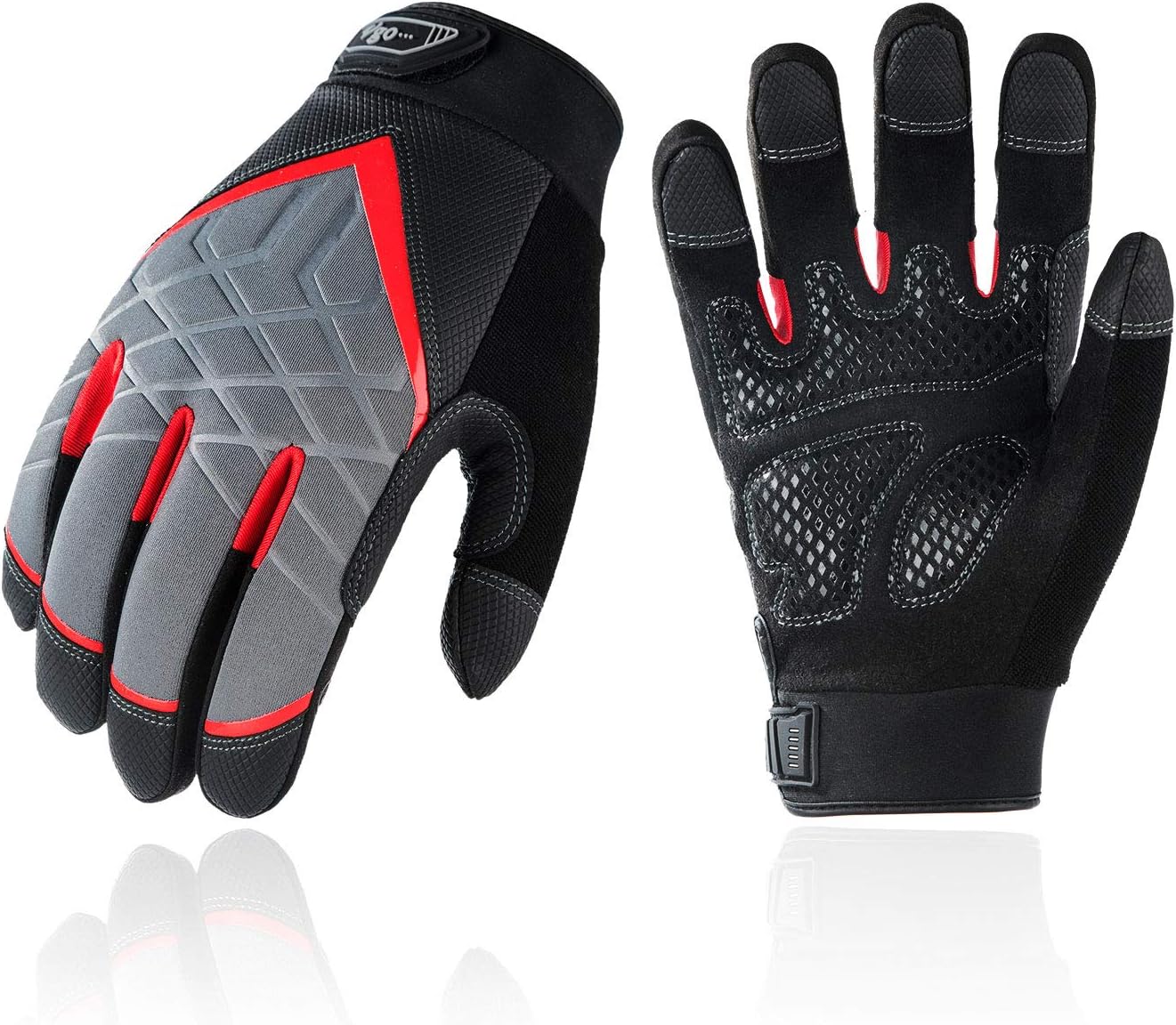 Vgo Synthetic Leather Medium Duty Mechanic Work Gloves, Touchscreen Compatible (Size M, Gray, SL9721)