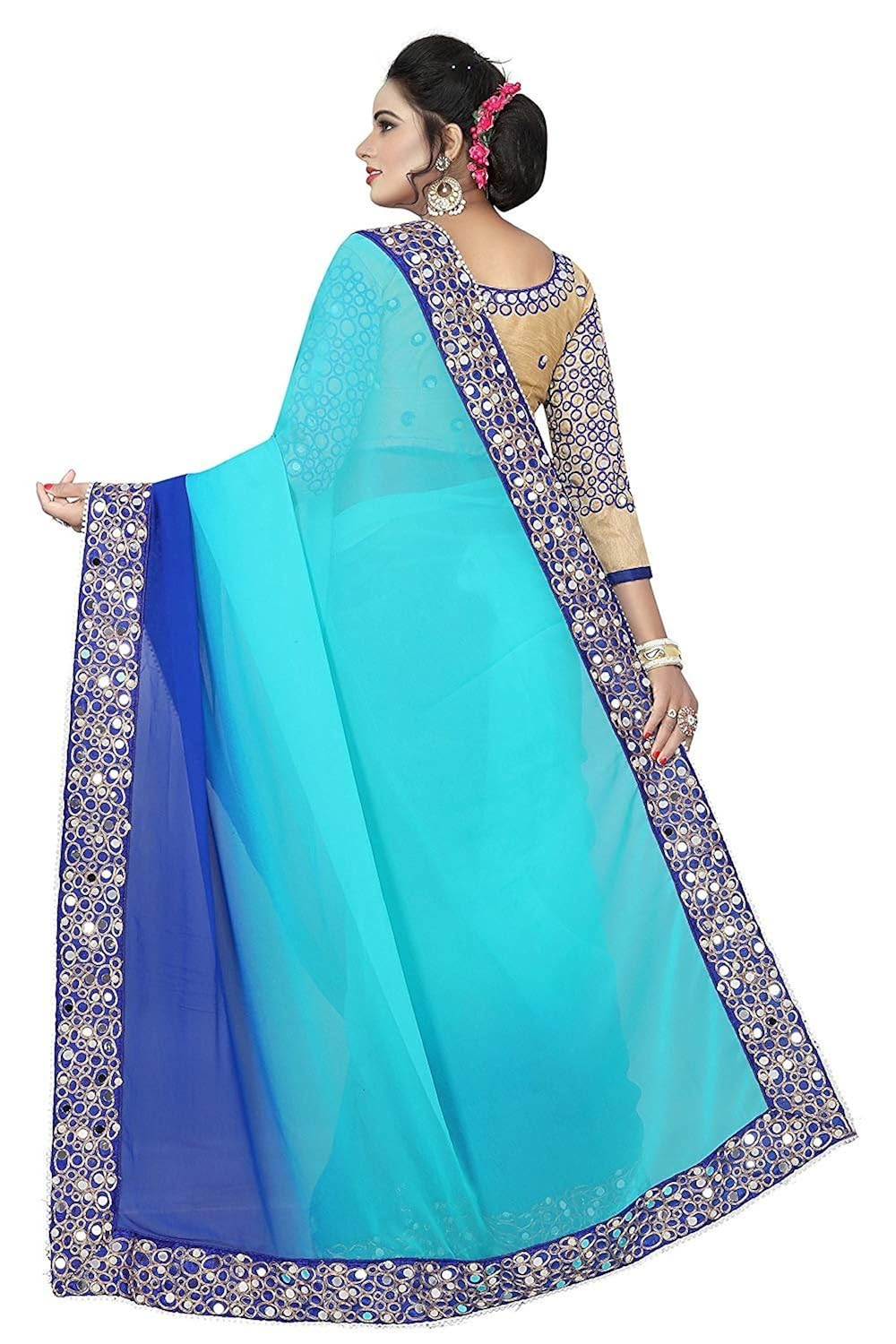 shiroya brothers faux georgette saree with blouse piece