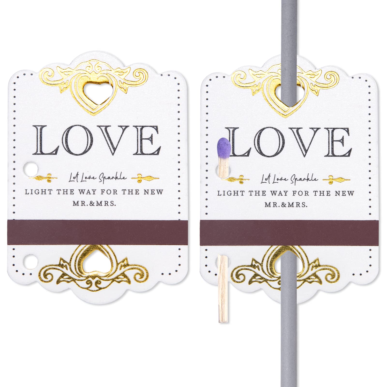 Photo 1 of 100PCS Lovely Love Wedding Sparkler Tags with Match Holder and Striker for Weddings - (Sparklers and Match Not Included)