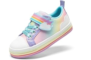 DREAM PAIRS Toddler Girls Shoes Rainbow Sneakers Casual School Walking Hook and Loop Footwear for Toddler/Little Kids