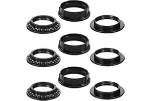 QUADAFY 9 Pack Lamp Shade Rings - 3 Styles 2 Sizes (outer diameter 34mm 39mm 50mm) Black E26/E27 Socket Rings for Lamps, Threaded Reducers for Hanging Light Socket Shade Ring - 1-3/8" & 1-1/2" Inner Diameter