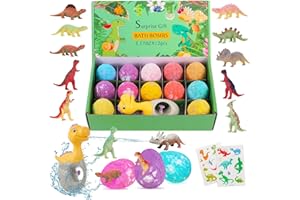 FIXBODY Easter Basket Stuffers for Toddlers, Dino Egg Bath Bomb Set, Bath Bombs with Surprise Inside, Colorful Easter Eggs Filled with Dinosaurs, Bath Bombs for Kids, Easter Egg Filler Gift for Boys Girls.