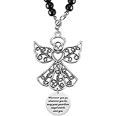 Ralukiia Angel Car Charm, Wherever You Go Whatever You Do May Your Guardian Angel Watch Over You, Rear View Mirror Car Charm, Car Mirror Hanger, New Driver Guardian Angel Gift for Grads
