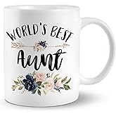 JRTW Aunt Mug - Ceramic Coffee Cup, World's Best Aunt Gift for Christmas