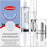 Fabulshine America Teeth Whitening Kit, Whitening Gel, with 10% Nano-Hydroxyapatite Remineralization Pen, Whitening Trays with LED, 25 Treatments, Enamel Safe, Sensitivity Free