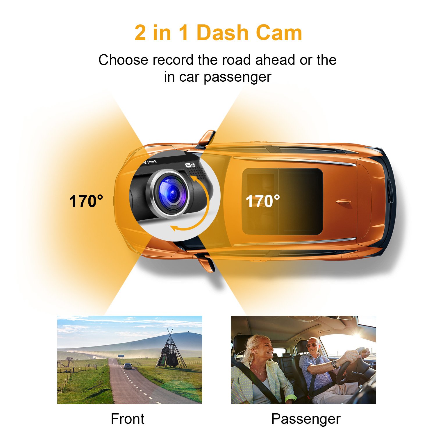 WiFi Dash Camera - 1080P Full HD Car DVR Dashcam 220 Degree Wide Angle Dash Camera for Cars, 3\