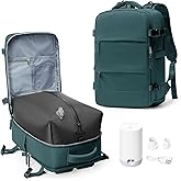 Vacuum Backpack Travel with Electric Vacpack Pump, Vacuum Compression Bags Travel Backpack for Women Men, Flight Approved Waterproof Carry on Backpacks Laptop Work Weekender Daypack, Large, Blue