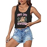 AMWIPE Womens Country Concert Cowgirl Tank Tops Sexy Western Graphic Crop Outfits for Teens