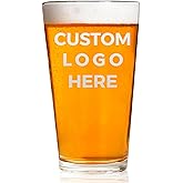 Custom Logo Pint Glass, 16oz Personalized Beer Glass, Laser Engraved, Bulk Barware for Brewery, Restaurant, Family Events