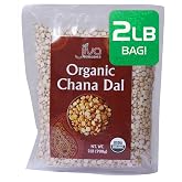 Jiva Organic Chana Dal 2 Pound Bag - Non-GMO, Premium, Certified - Split Desi Indian Chickpeas