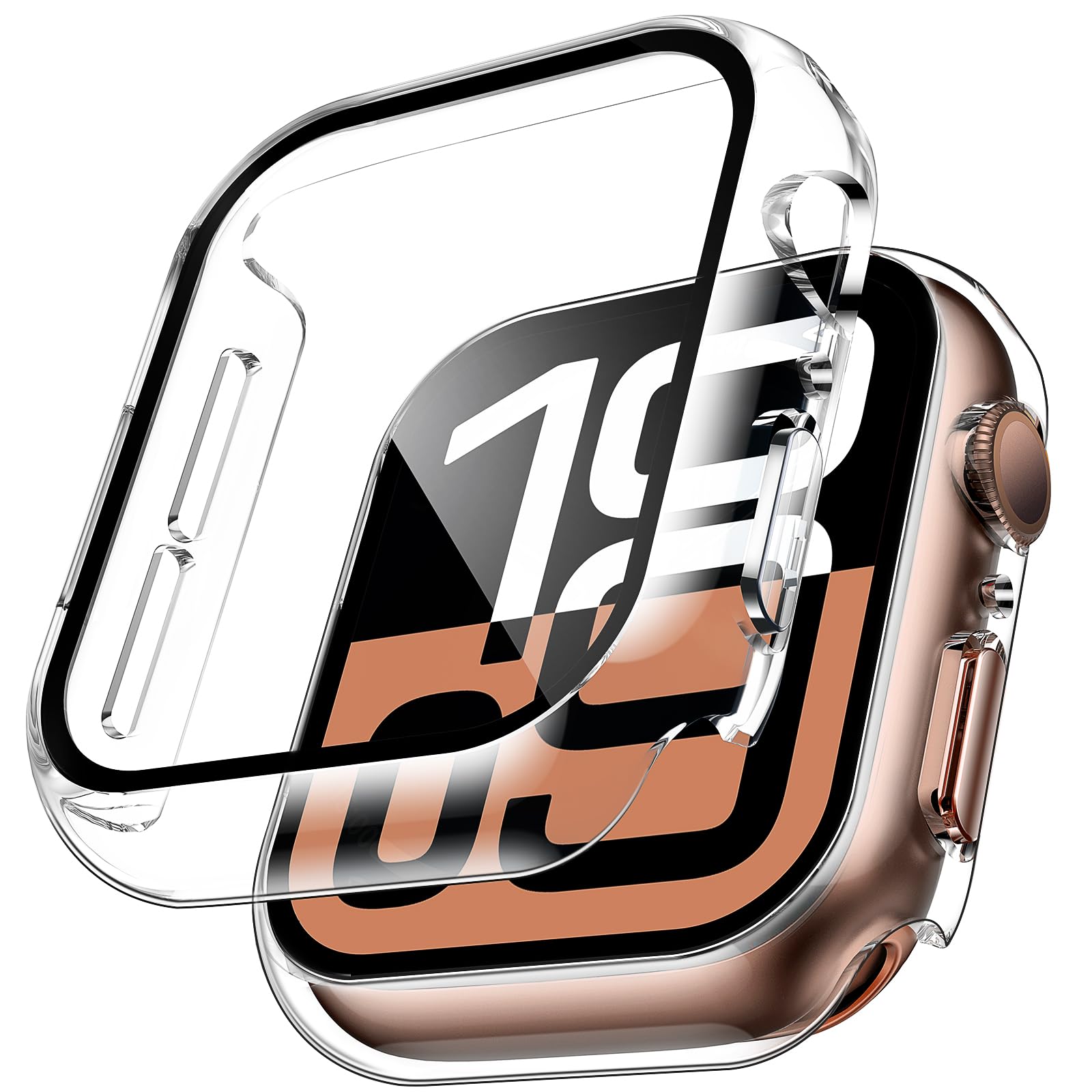 TAURI 2 Pack Hard Case Designed for Apple Watch Series 11/10 42mm, [360° Shockproof] with 9H Tempered Glass Screen Protector, [Scratch-Resistant] Cover - Clear