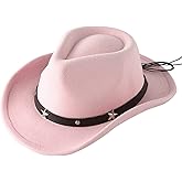 Jastore Kids Girls Boys Western Cowboy Cowgirl Hat with Buckle Belt Felt Fedora Hat