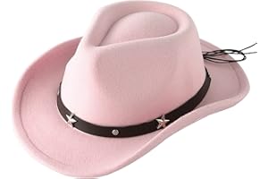 Jastore Kids Girls Boys Western Cowboy Cowgirl Hat with Buckle Belt Felt Fedora Hat