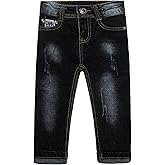 KIDSCOOL SPACE Baby Girl Boy Jeans,Little Kid Elastic Band Inside Ripped Denim Pants