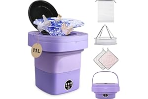 ANBANGLIN Portable Washing Machine,11L Mini Portable Washer With 3 Modes Deep Cleaning,Folding Washer of Underwear &Baby Clothes,Foldable Small Washing Machine for Apartment, Rv, Travel,Purple