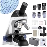 eLabPal Monocular Microscope 40X-2000X with Phone Adapter | LED Light, for Lab School