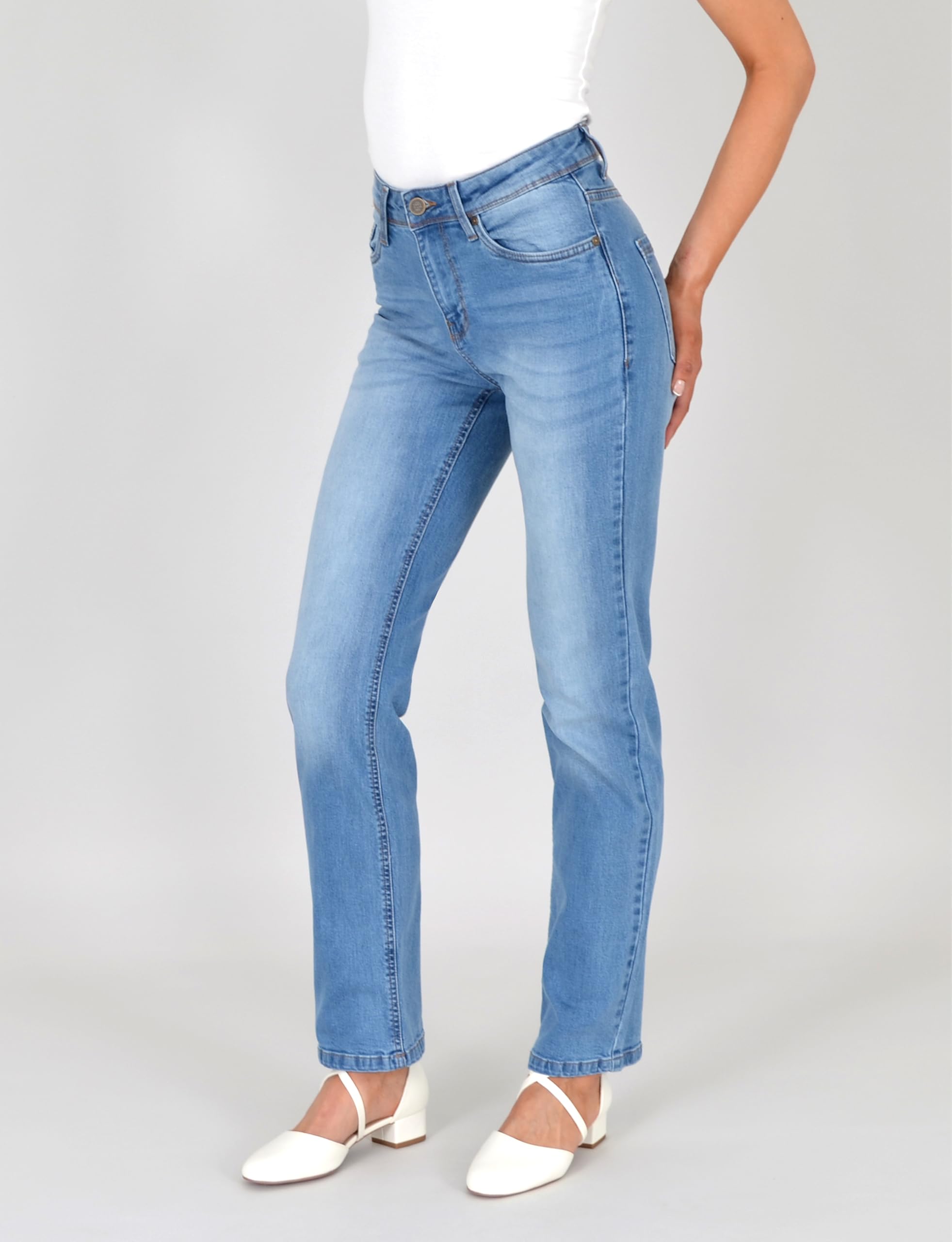 ESRA Jeans Damen Straight High Waist Stretch Jeanshose G200 3