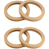 QWORK Wooden Speaker Spacer Rings, 4 Pcs 6.5" Car MDF Speaker Ring, MDF Tweeter Wood Rings for 6.5 Inch Speakers
