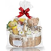 WIKDAY Clear Gift Bags 10 PCS 30x40 Inches Extra Large Cellophane Wrap for Gift Baskets Wrapping Plastic with Ties for Gift Giving, Packaging Products