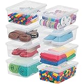 IRIS USA 8-Pack 7 Qt Storage Bins with Lids, Clear, Stackable | Ideal for shoes, crafts, office supplies and pantry items, nestable design, transparent design makes contents easy to find