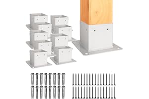 ZLINKE 10 PCS Metal 4×4 Post Base Post Base Brackets,Inner Size 3.5"x3.5" Heavy Duty Powder-Coated Post Anchor Matte Black Wood Post Brackets (White 10pcs)