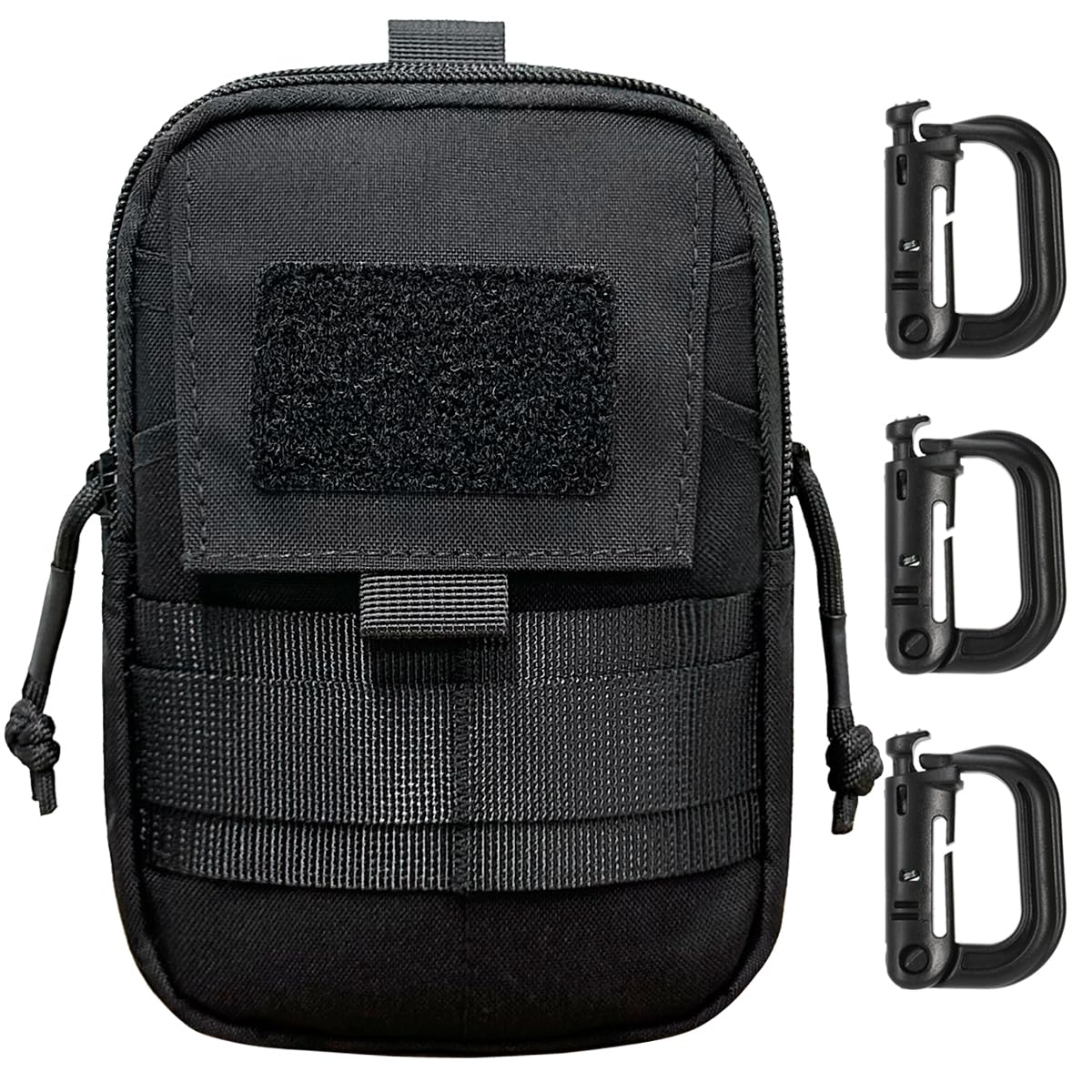 MUCHER Molle Pouches Multipurpose Tactical Mobile Phone Belt Pouch EDC Utility Waist Bag with 3 Hooks for Outdoor Hiking Hunting Camping Training Travelling (Black)