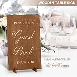 Creawoo Wooden Wedding Guest Book Set with Table Sign & Pen Holder view 5