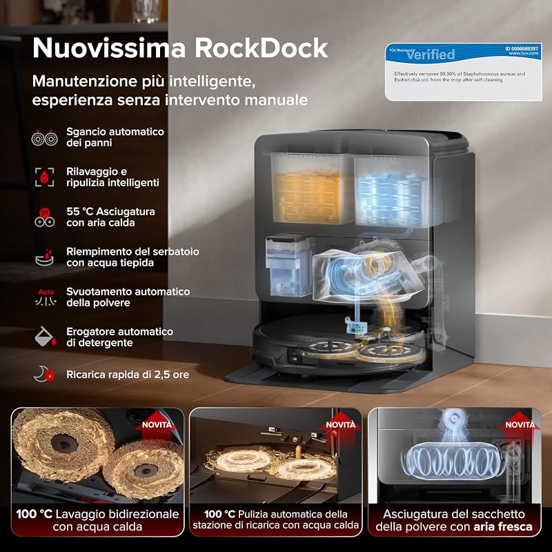 Saros 20 Robot Aspirapolvere Lavapavimenti 36.000Pa, 7,95cm