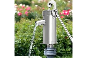 LYNICESHOP Hand Well pump Manual Deep Water Pump, SU202 Stainless Steel Handheld Press 32mm, for Gardens Parks Ponds Scenic Locations Etc
