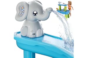 Wee Wonders Water Table Pump with Cordless & Rechargeable, Elephant Water Pump Continuous Flow, Outdoor Sand/Water Table Accessories, Summer Beach Toys Gifts for Toddlers Kids, Gray