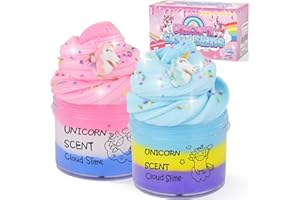 KEEMANMAN 2 Pack Unicorn Cloud Slime Kit, Kids Slime, Toys for Ages 6-8 8-13 Girls and Boys, Party Favors Girl Birthday Gifts for 4 5 7 9 10 11 12 Year Old Cute Stuff Stocking Stuffers