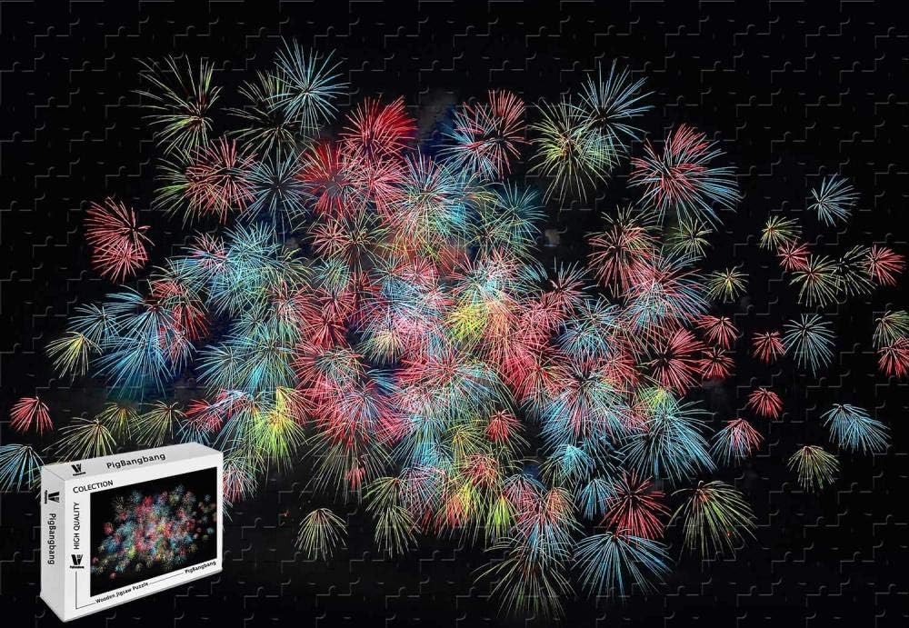yzbz 1000 Piece Jigsaw Puzzle - Firework Art Pastel Night Dark Color Basswood Materials Precision Cut That ensures a Tight Intellectual Development