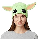 STAR WARS The Mandalorian Grogu Men's Flip Down Beanie, Hat with Logo, Green, One Size