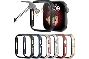 6 Pack Hard PC Case with Tempered Glass Screen Protector 44mm for Apple Watch SE 3/SE(2nd) Series 6/SE/5/4,Rontion Ultra-Thin Scratch Resistant Full Protective Bumper Cover for iWatch 44mm Accessorie