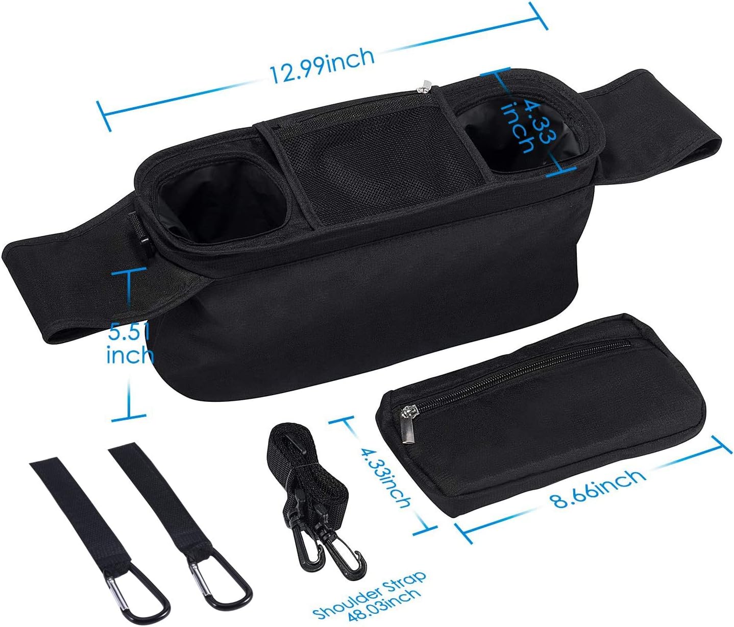 Universal Stroller Organizer with 2 Insulated Cup Holders, Lupantte Stroller Accessories, for Carrying Diaper, iPhone, Toys & Snacks, Fits Britax, Uppababy, Baby Jogger, Bugaboo and BOB Stroller.: Home Improvement