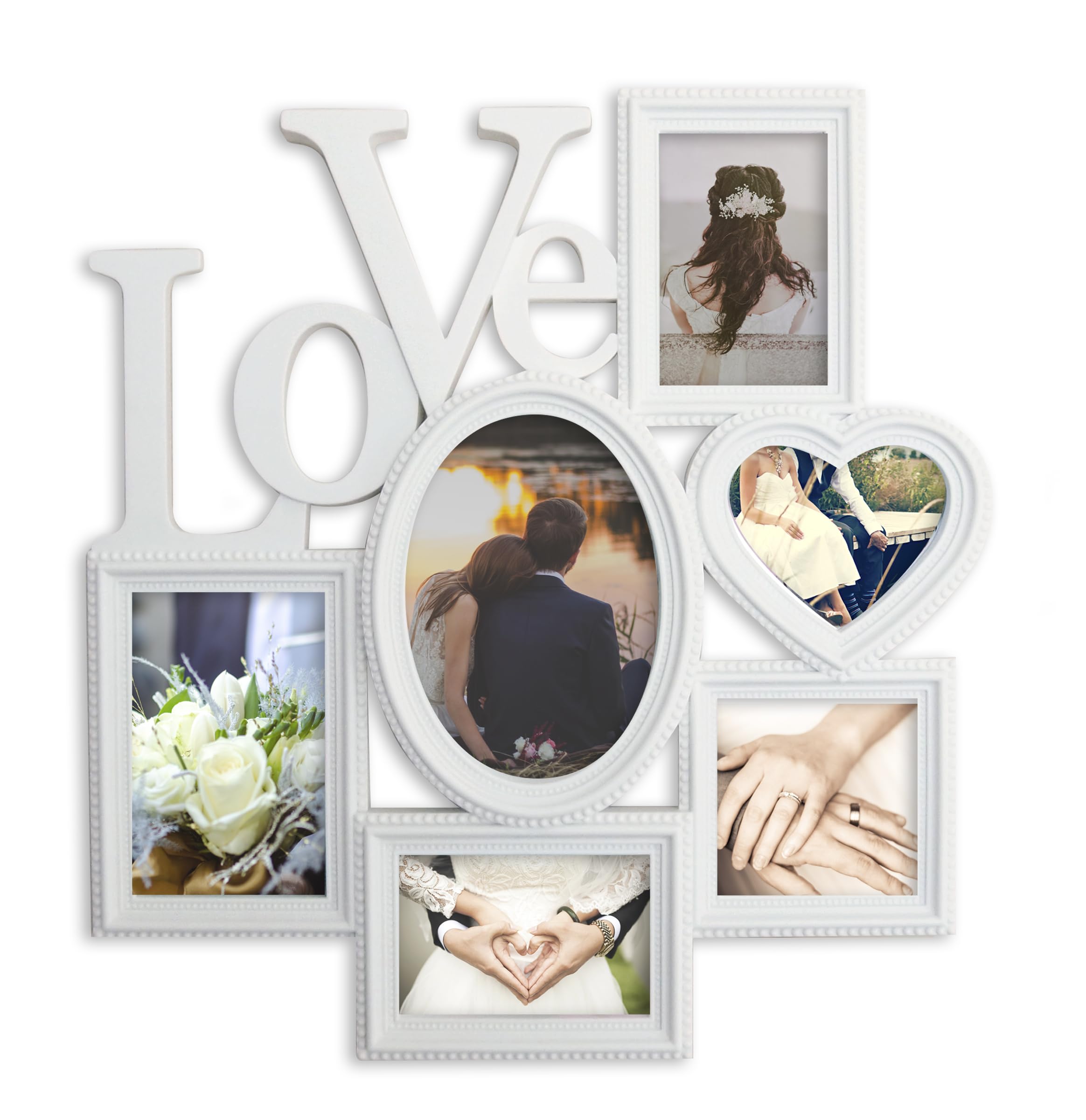 Joice Gift Decorative Wall Hanging Love Collage Picture Photo Frame 6 Option, White
