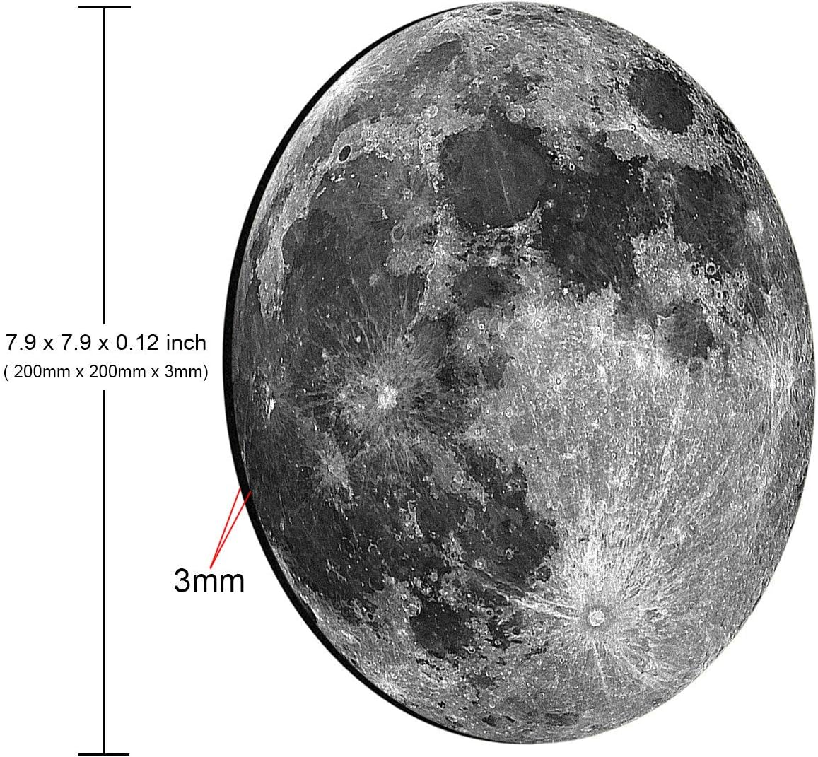 Wasach Moon Round Mouse Pad,Earth Grey moon Fashion Design Circular Mousepad With Rubber 20cm, MultiColor 09, 200L x 201W mm - Image 4
