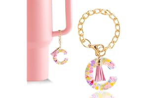 CCINPPY Letter Charm Accessories for Stanley Cup 1 PCS Cute Initial Keychain Handle Charm for Stanley Tumbler for Women