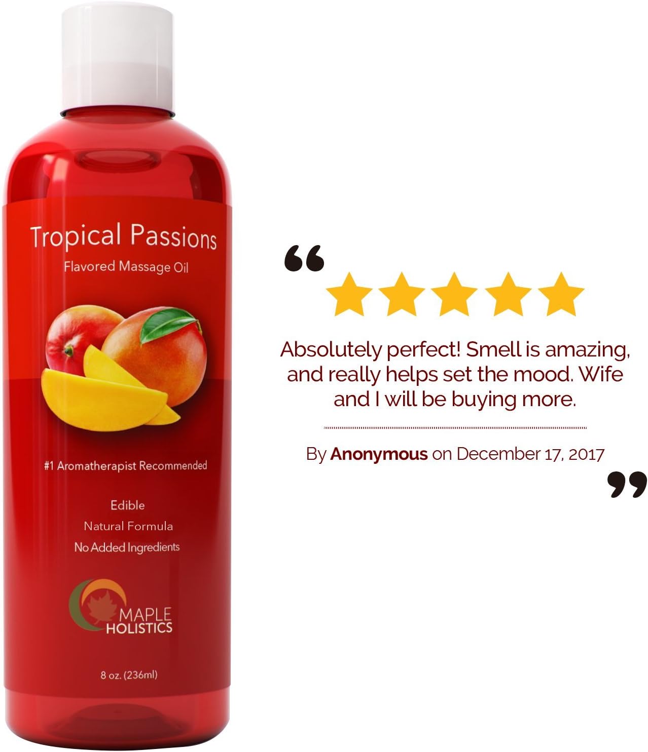 Natural Edible Massage Oil for Sensual Massage - Therapeutic Body Oil Skin Moisturizer for Glowing Skin - Anti Aging Skin Care with Nourishing Coconut Oil Sweet Almond Vitamin E and Jojoba Oil: Health & Personal Care