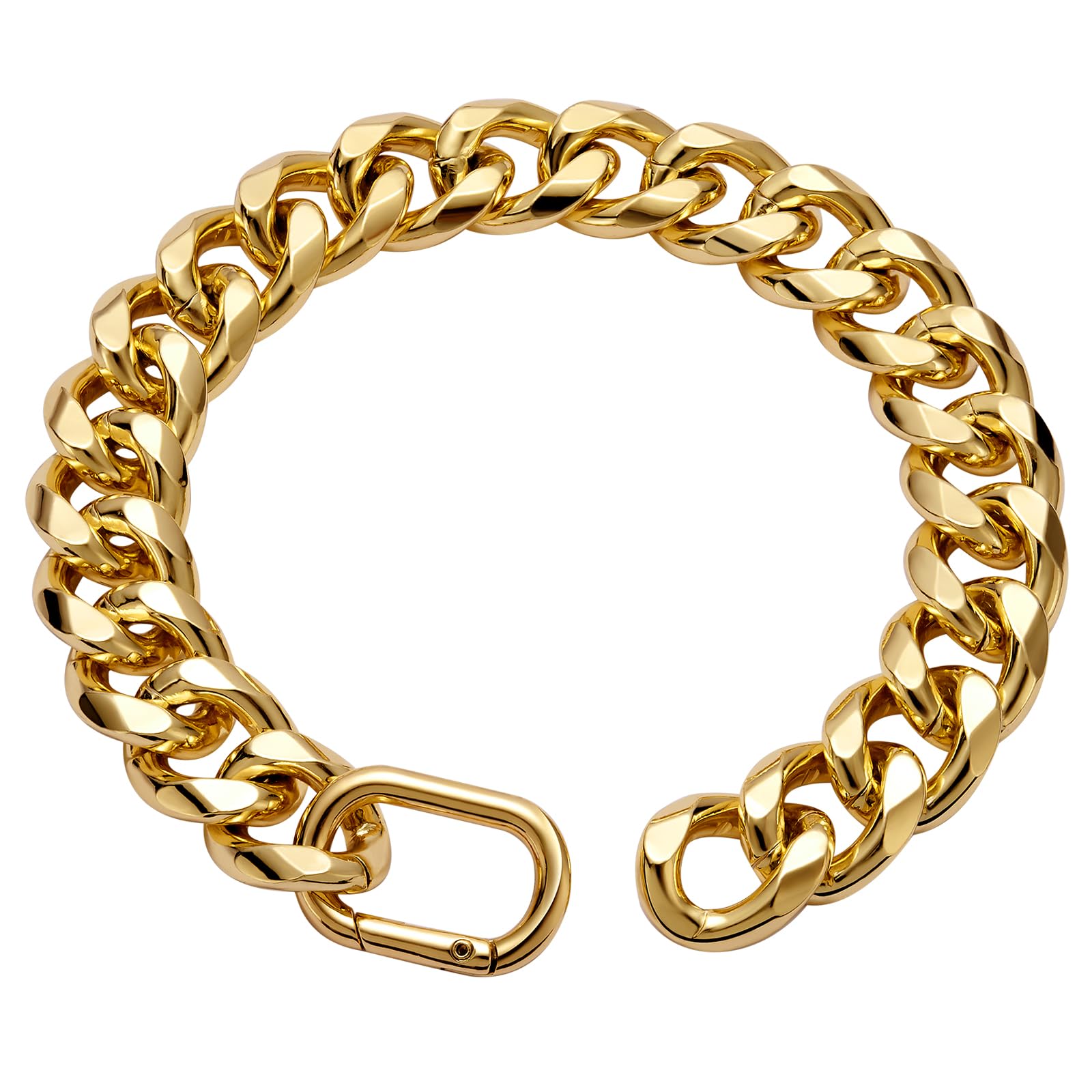 Photo 1 of WOOFUU 19MM Thick Light Metal 0.75'' Thick 18K Gold Plated Metal Cuban Link Chain Gold Dog Collar for Small Dogs Cats - 10 Inches Gold Dog Chain