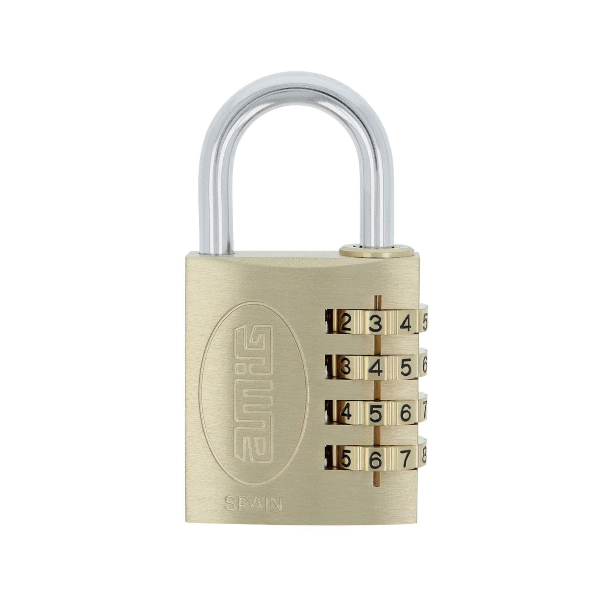 Amig - Combination Padlock Model 42 | 4-Digit Security for Lockers, Suitcases, Backpacks | Anti-Rust Treated Steel Bow | Suitable for Gym and School Use | Matte Brass, 40mm, Brass and Treated Steel