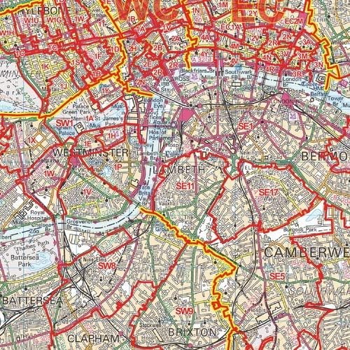 Greater London Postcode District Wall Map (D7) - 47" x 33.25" Laminated - Image 3