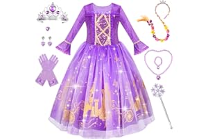 Meland Princess Dress Up for Girls, Dress Up Clothes for Halloween Costumes, Birthday Gift for Toddlers Aged 3-10 Years Old