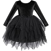 FYMNSI Toddler Girls Fall Winter Dresses Long Sleeve Velvet Tutu Dress Christmas Dress Xmas Holiday Party 1st Birthday Outfit