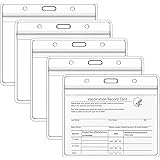 Teskyer 5 Pack CDC Vaccination Card Protector, 4 X 3" Immunization Record Vaccine Card Holder, Plastic Clear ID Card Holder N