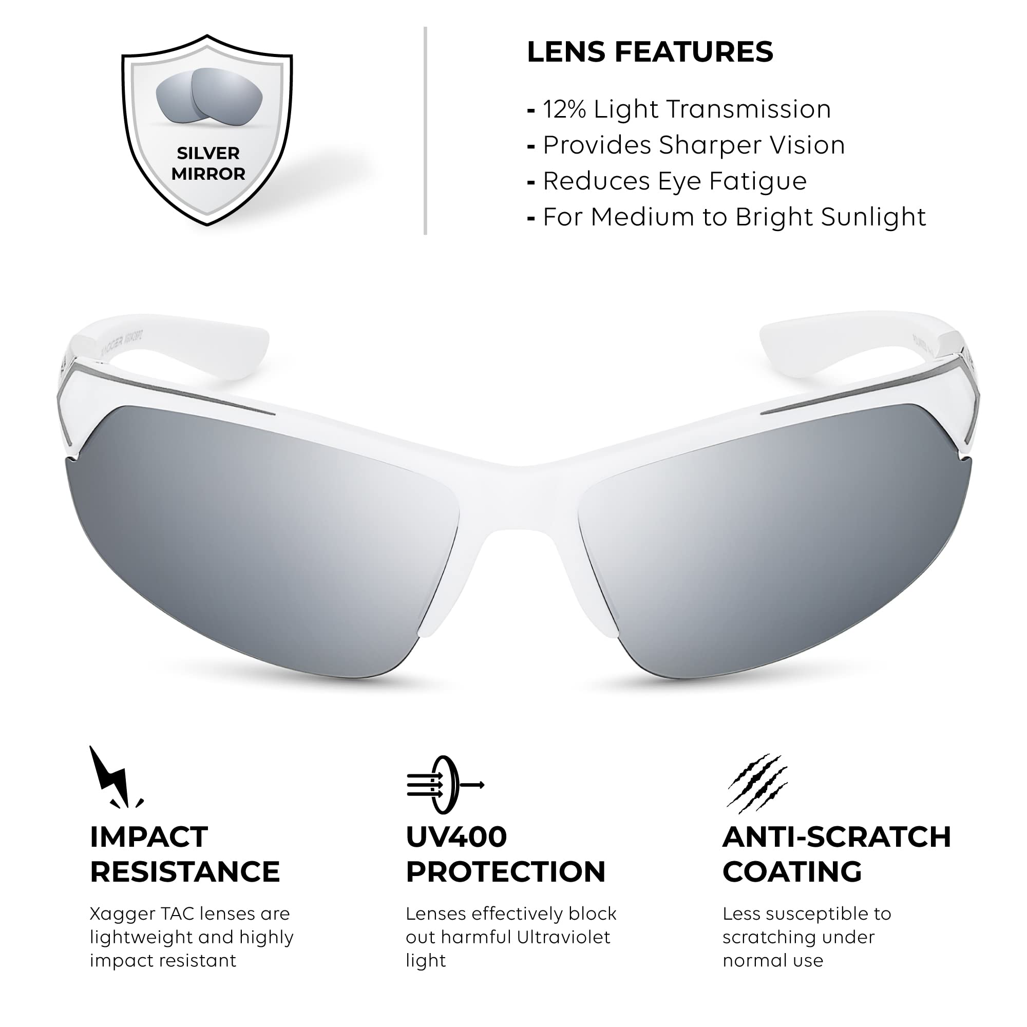 Xagger Polarized Sport Sunglasses for Men Women Wrap Around UV400 Running Baseball Softball Fishing Driving Glasses