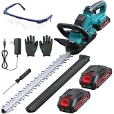 Hedge Trimmers Cordless with Battery, 3000RPM Brushless Motor | Electric Bush Clipper with 2 Pack Batteries, 20'' 180&deg; Rotatable Head, 2/3'' Blade Gap, Gardening Gifts for Men Dad Father